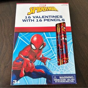 NEW Marvel Spiderman 16 valentine's day valentines with 16 pencils